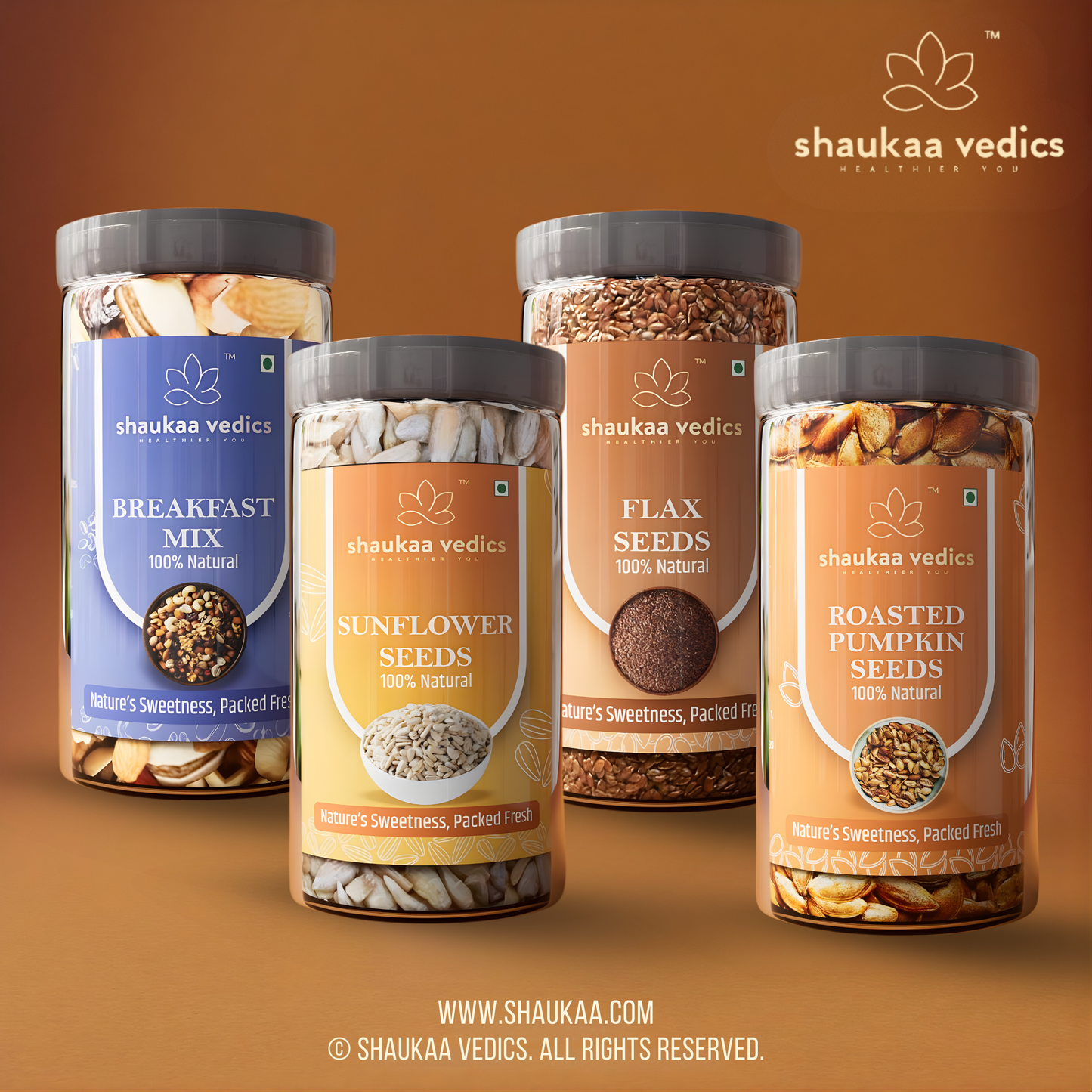 Roasted Pumpkin , Sunflower,Breakfast mix and Flax Combo Seeds